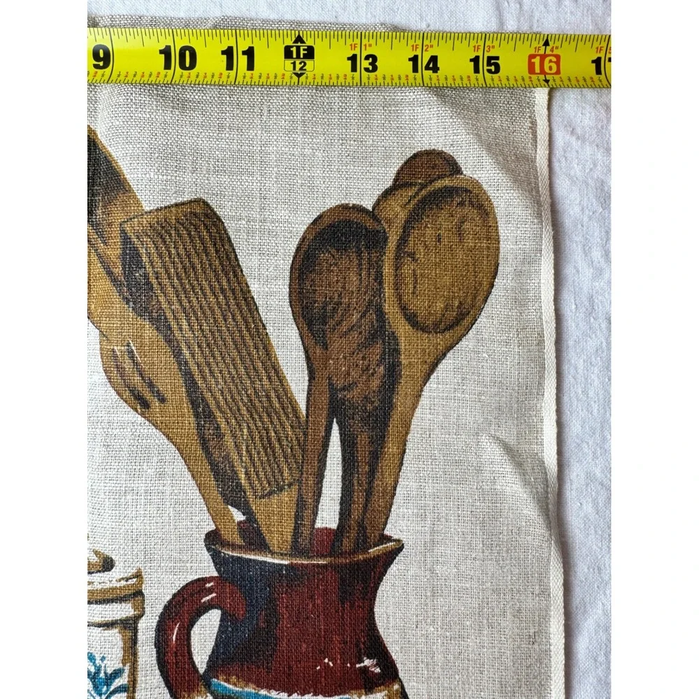 Vintage 1980 Linen Calendar Tea Towel Rustic Kitchen Cottagecore Wall Hanging